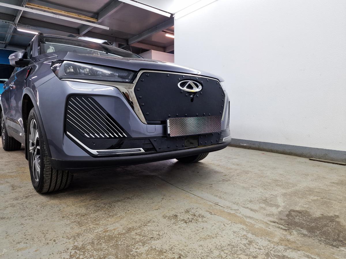 Зимняя заглушка радиатора к съемной сетке низ 2 части для Chery Tiggo 7 Pro Max I Рестайлинг