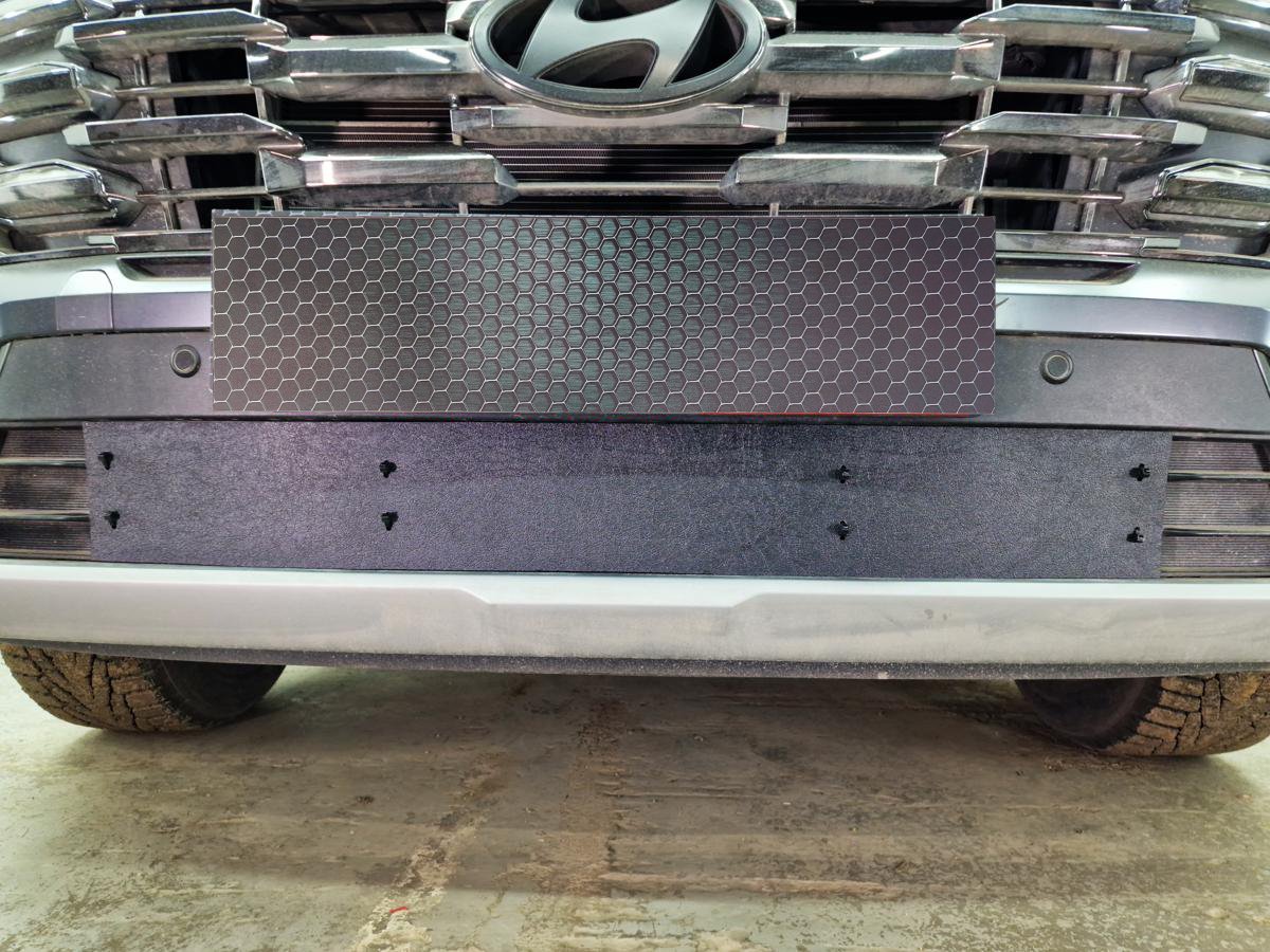 Зимняя заглушка радиатора на стяжке низ для Hyundai Tucson IV Рестайлинг