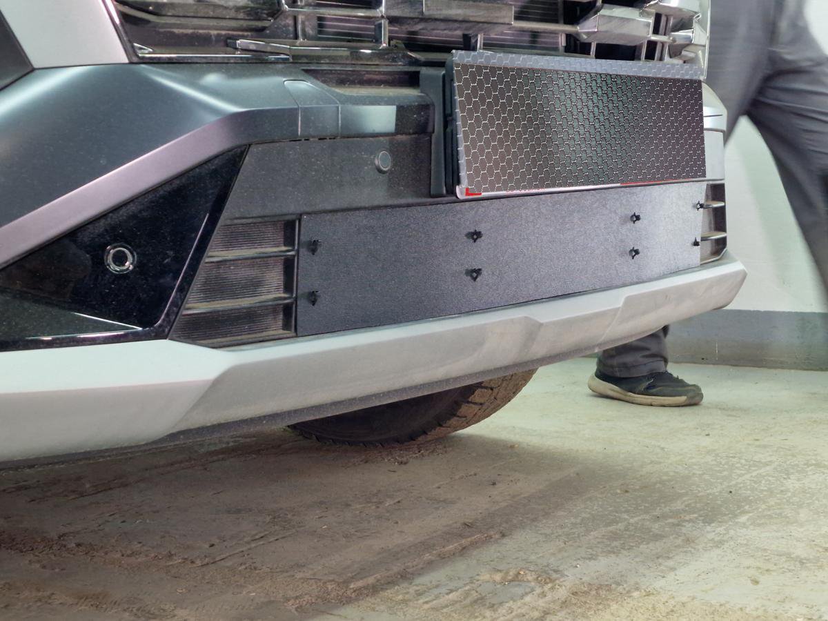 Зимняя заглушка радиатора на стяжке низ для Hyundai Tucson IV Рестайлинг