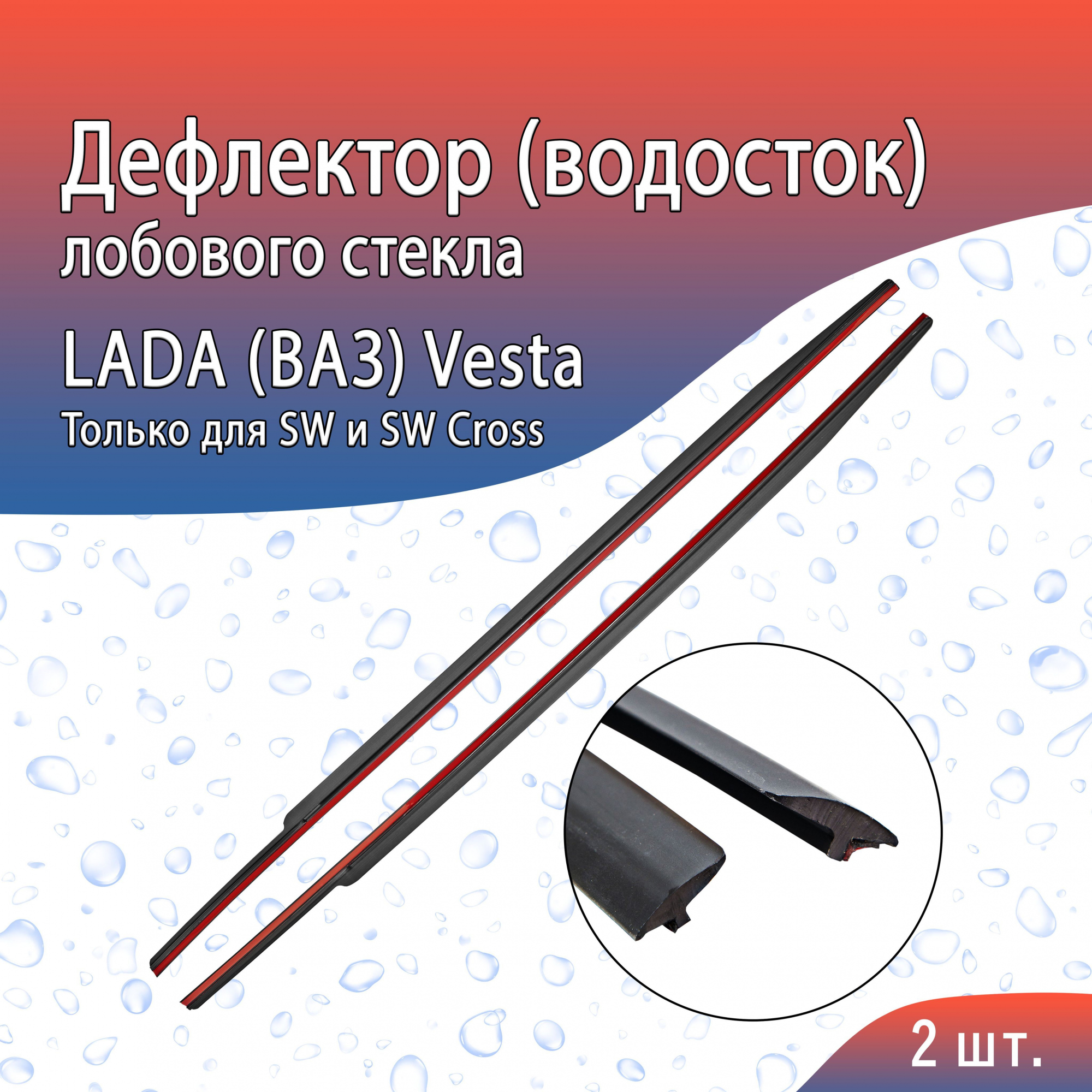 Дефлектор (водосток) лобового стекла для LADA (ВАЗ) Vesta I