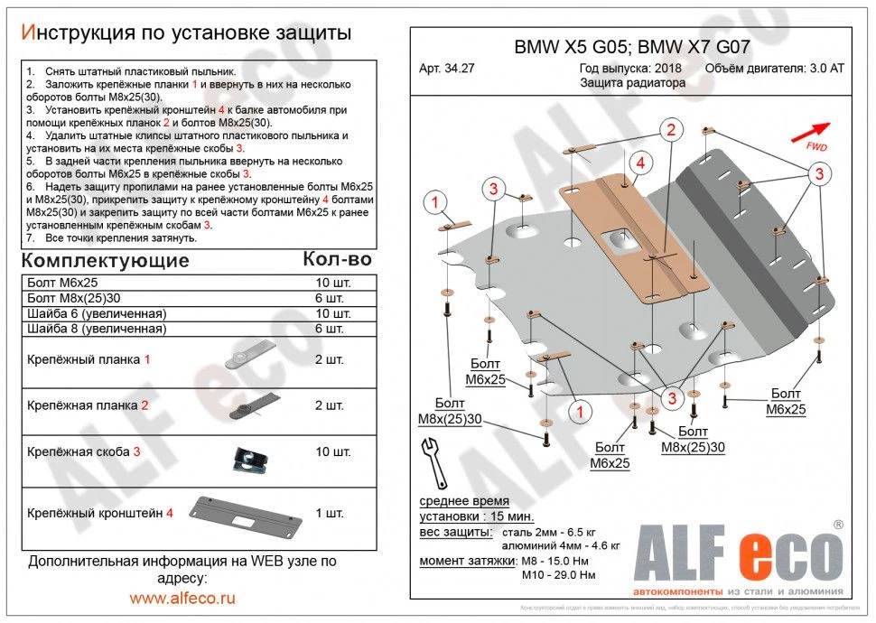 Защита радиатора для BMW X5 IV (G05)