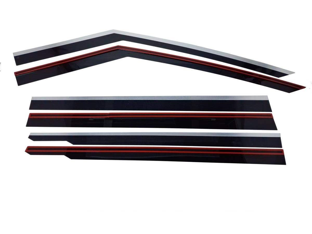 Дефлекторы окон 2D с хром накладками 6 шт. (под наклоном) для Hyundai Santa Fe V (MX5)