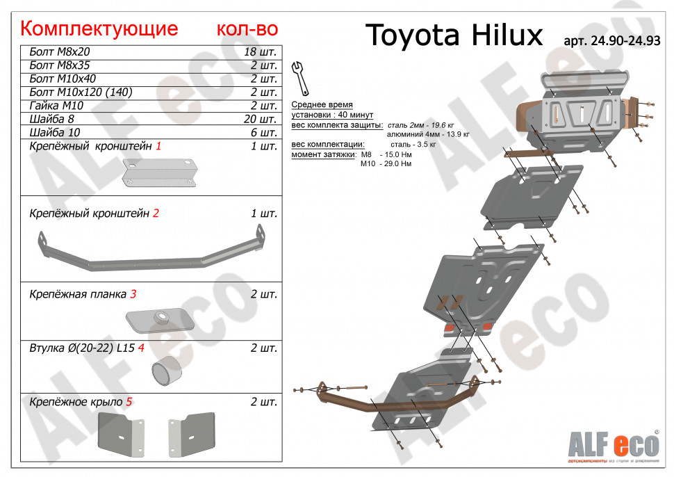 Защита топливного бака для Toyota Hilux VIII