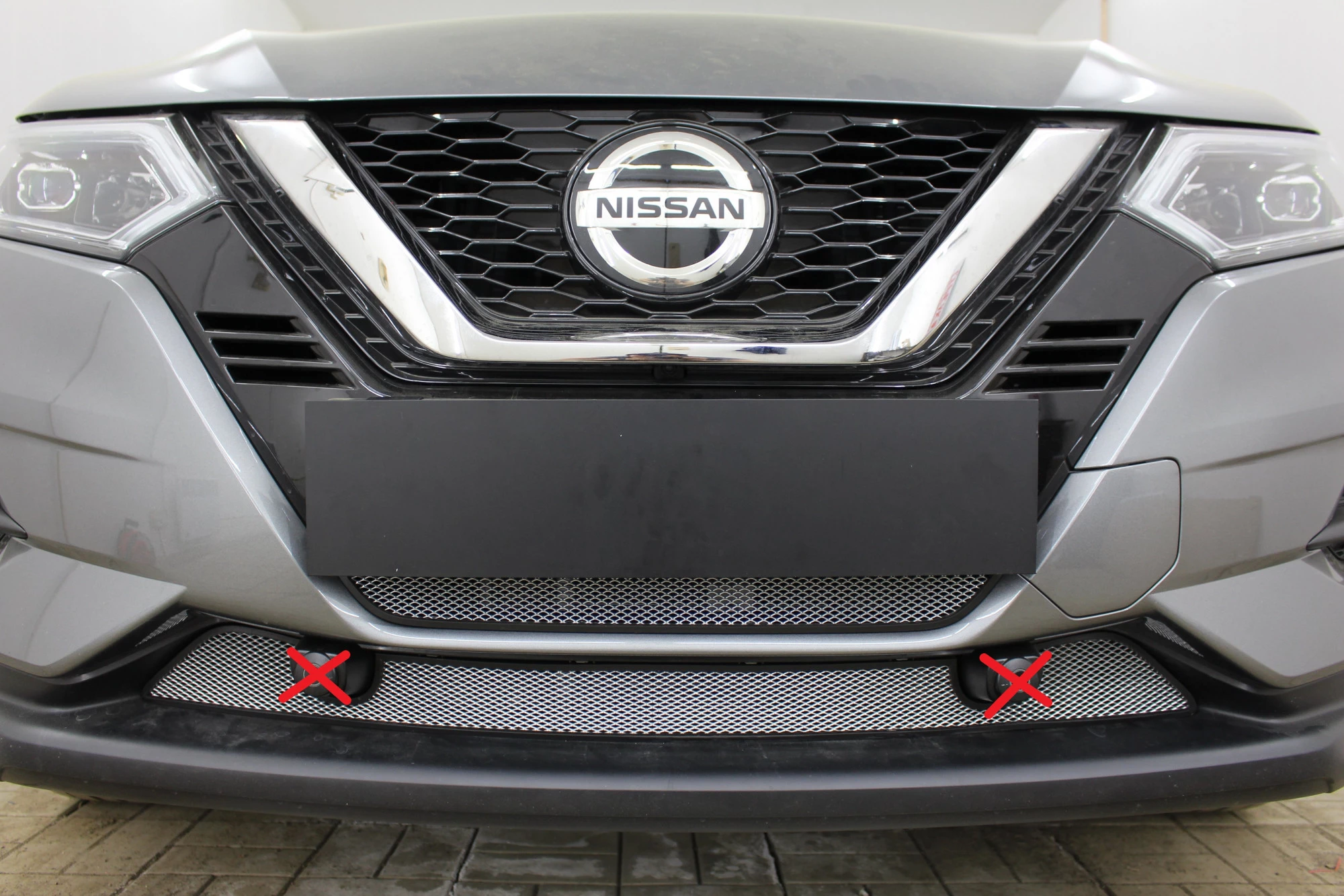 Защитная сетка радиатора низ 2 части для Nissan Qashqai II Рестайлинг