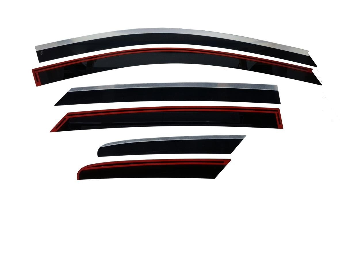 Дефлекторы окон 2D с хром накладками 6 шт. для Hyundai ix35 I Рестайлинг