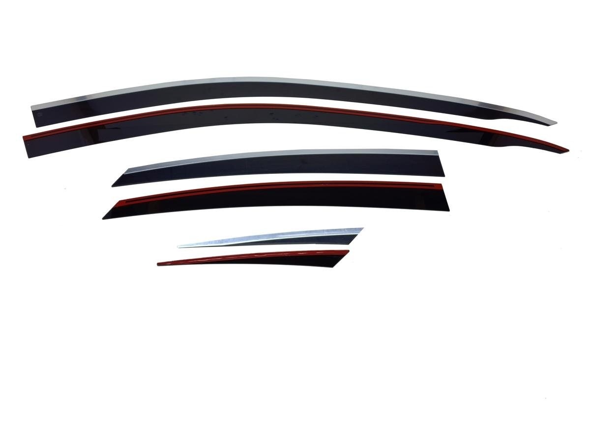 Дефлекторы окон 2D с хром накладками 6 шт. под наклоном для Kia K3 I Рестайлинг