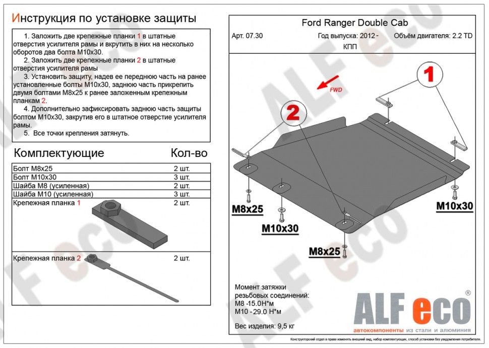 Защита КПП для Ford Ranger III