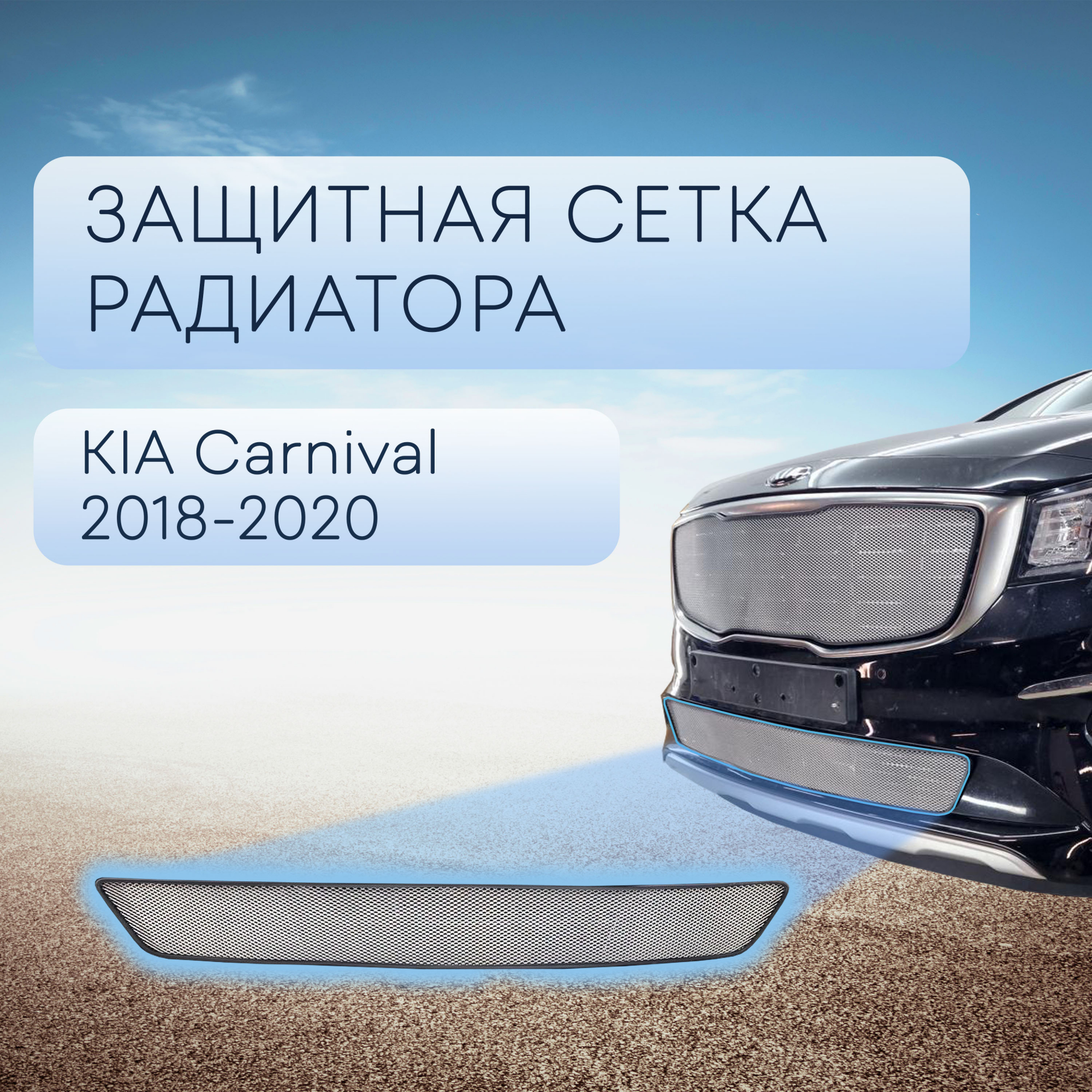 Защитная сетка радиатора низ для Kia Carnival (YP) III Рестайлинг