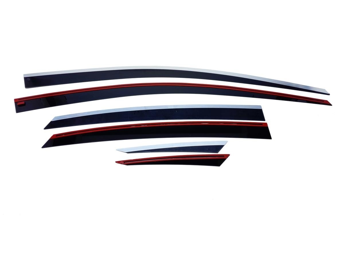 Дефлекторы окон 2D с хром накладками 6 шт. (под наклоном) для Амберавто А5 I