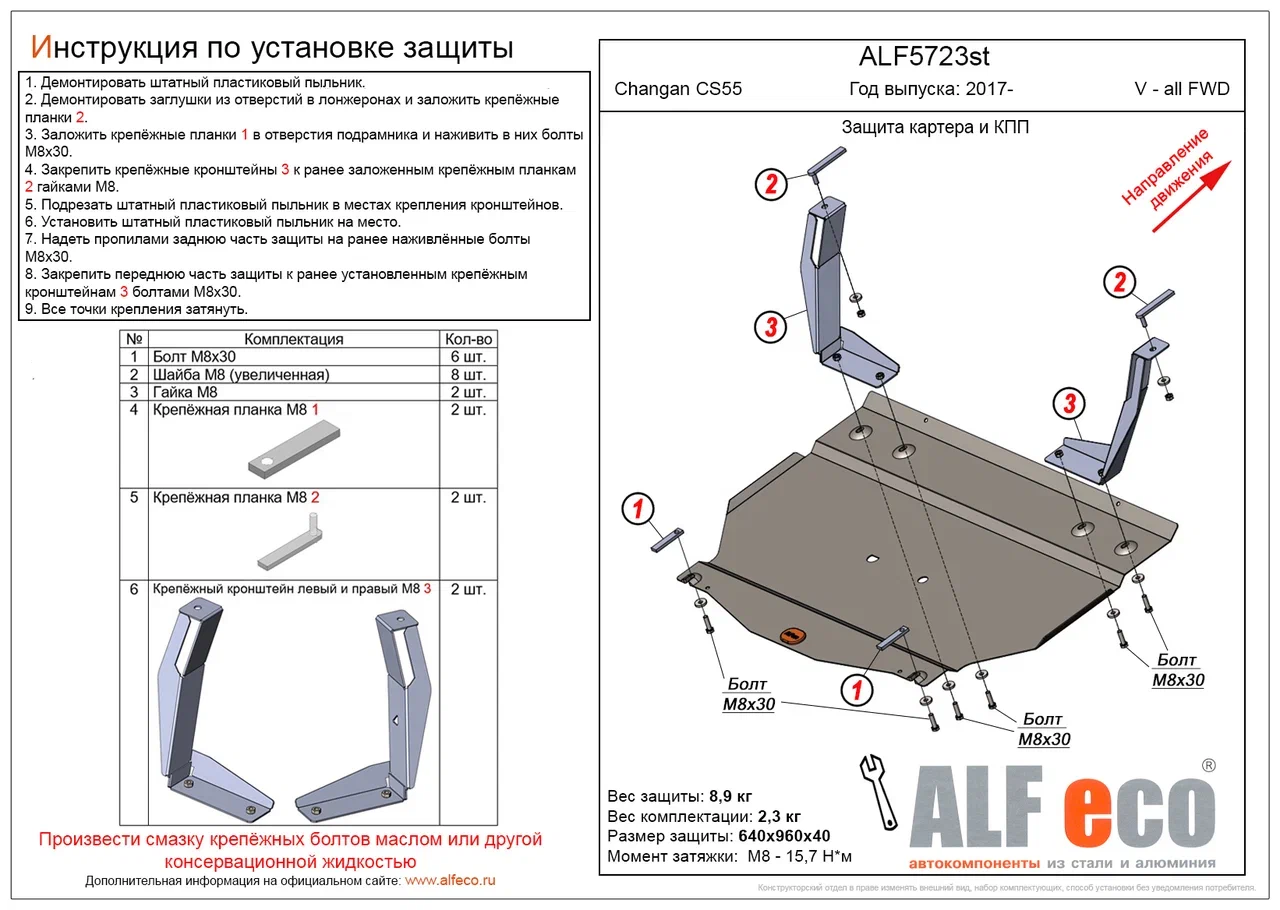 Защита картера и КПП для Changan CS55 I