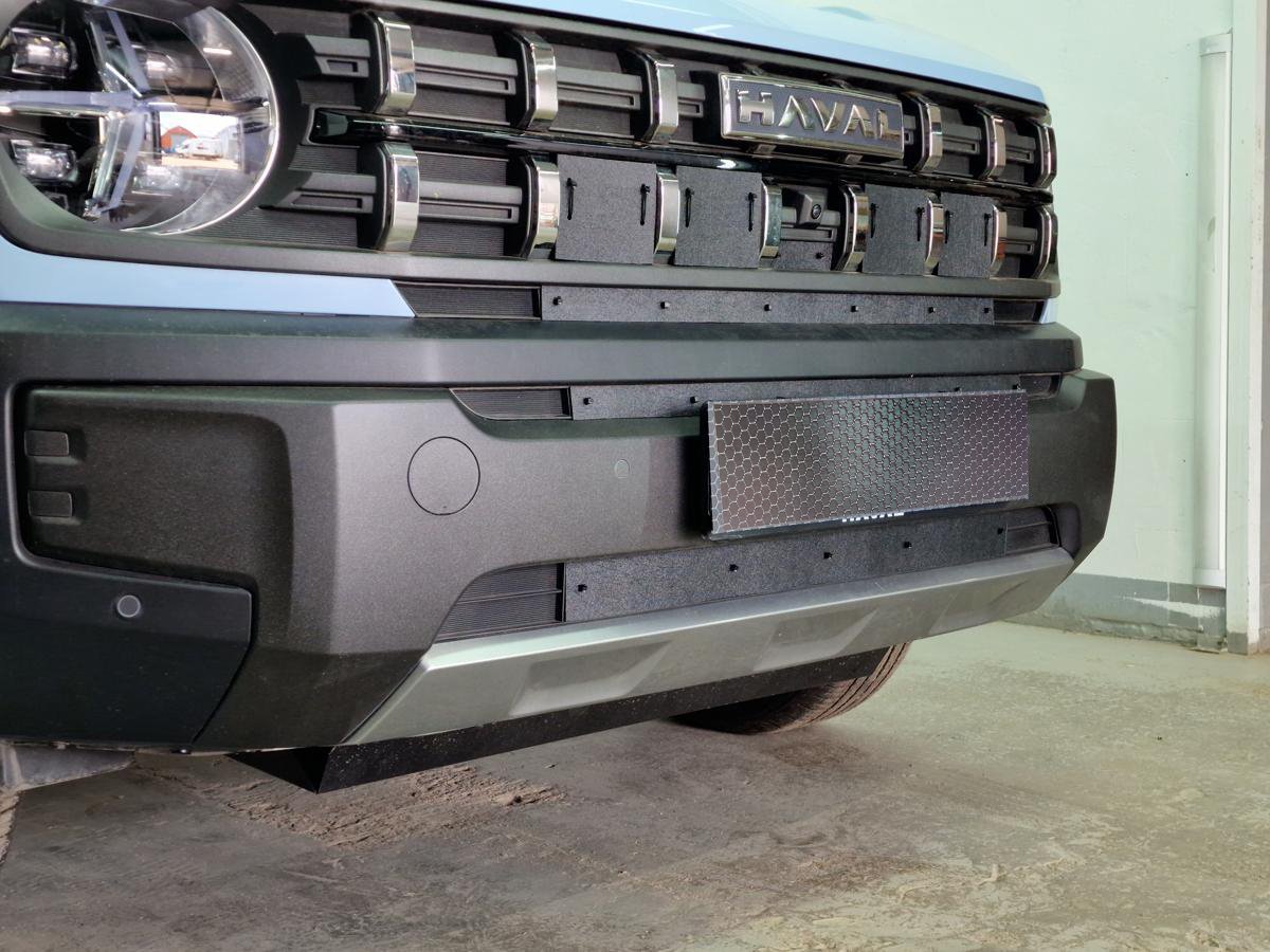 Зимняя заглушка радиатора на стяжке низ 3 части для Haval H3 I