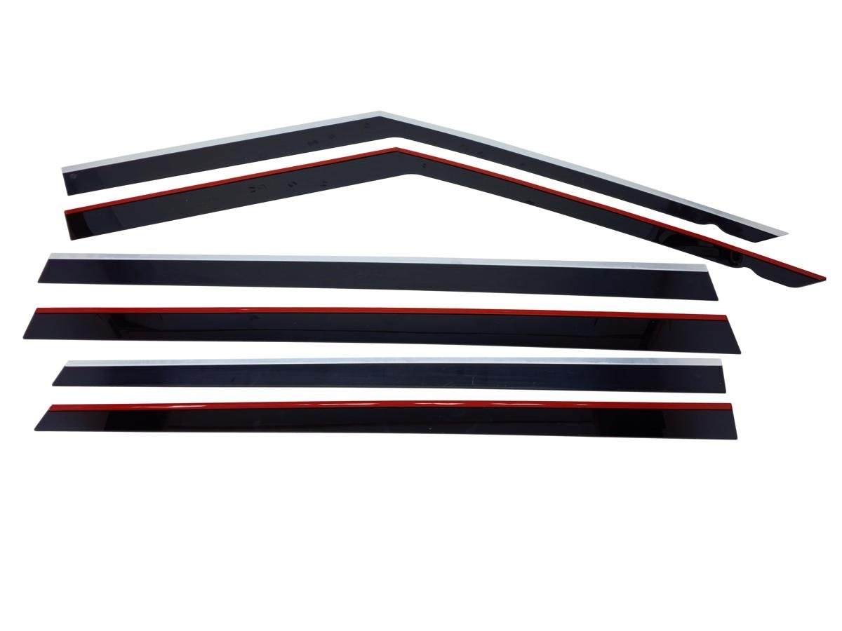 Дефлекторы окон 2D с хром накладками 6 шт. под наклоном для Polar Stone (Jishi) 01