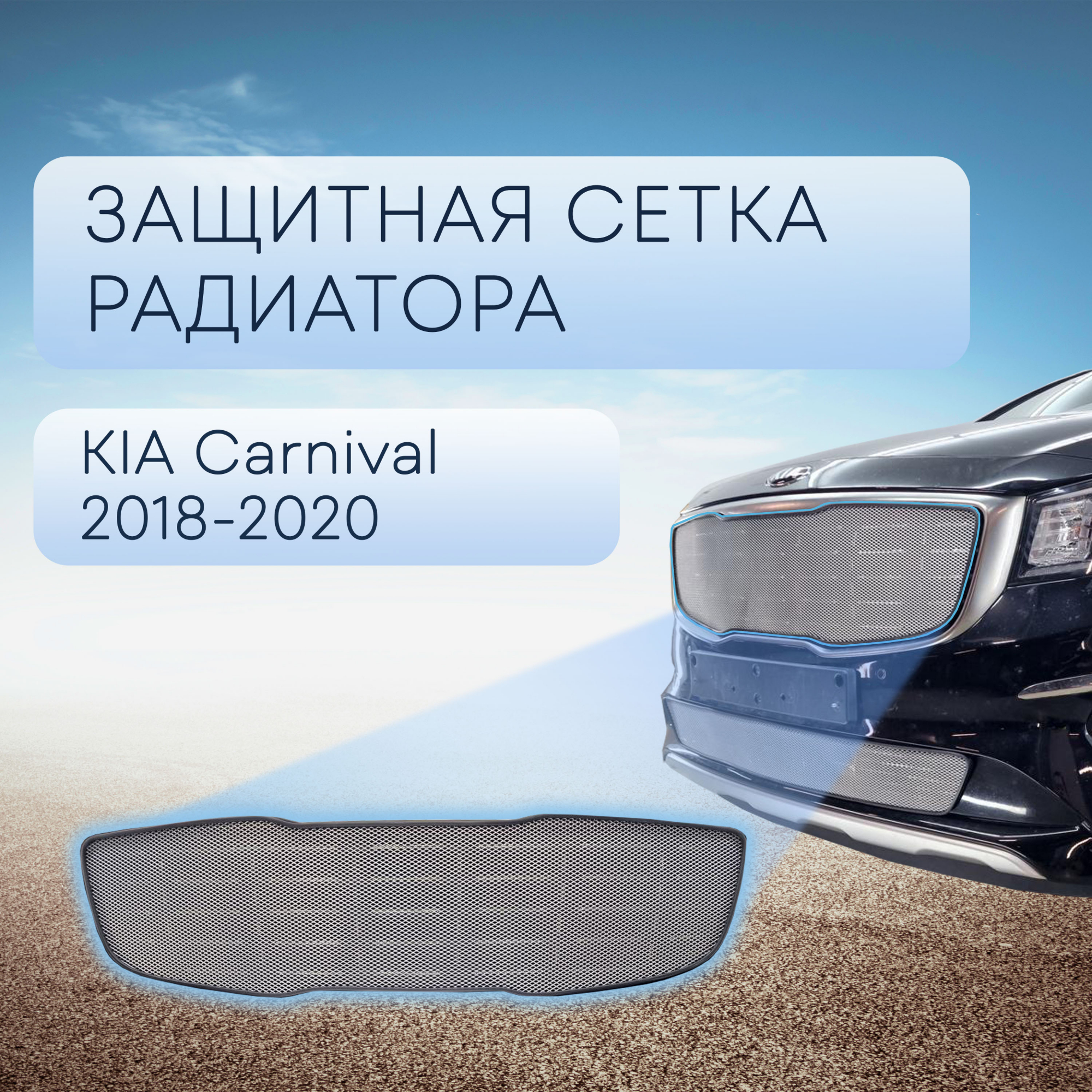 Защитная сетка радиатора верх для Kia Carnival (YP) III Рестайлинг