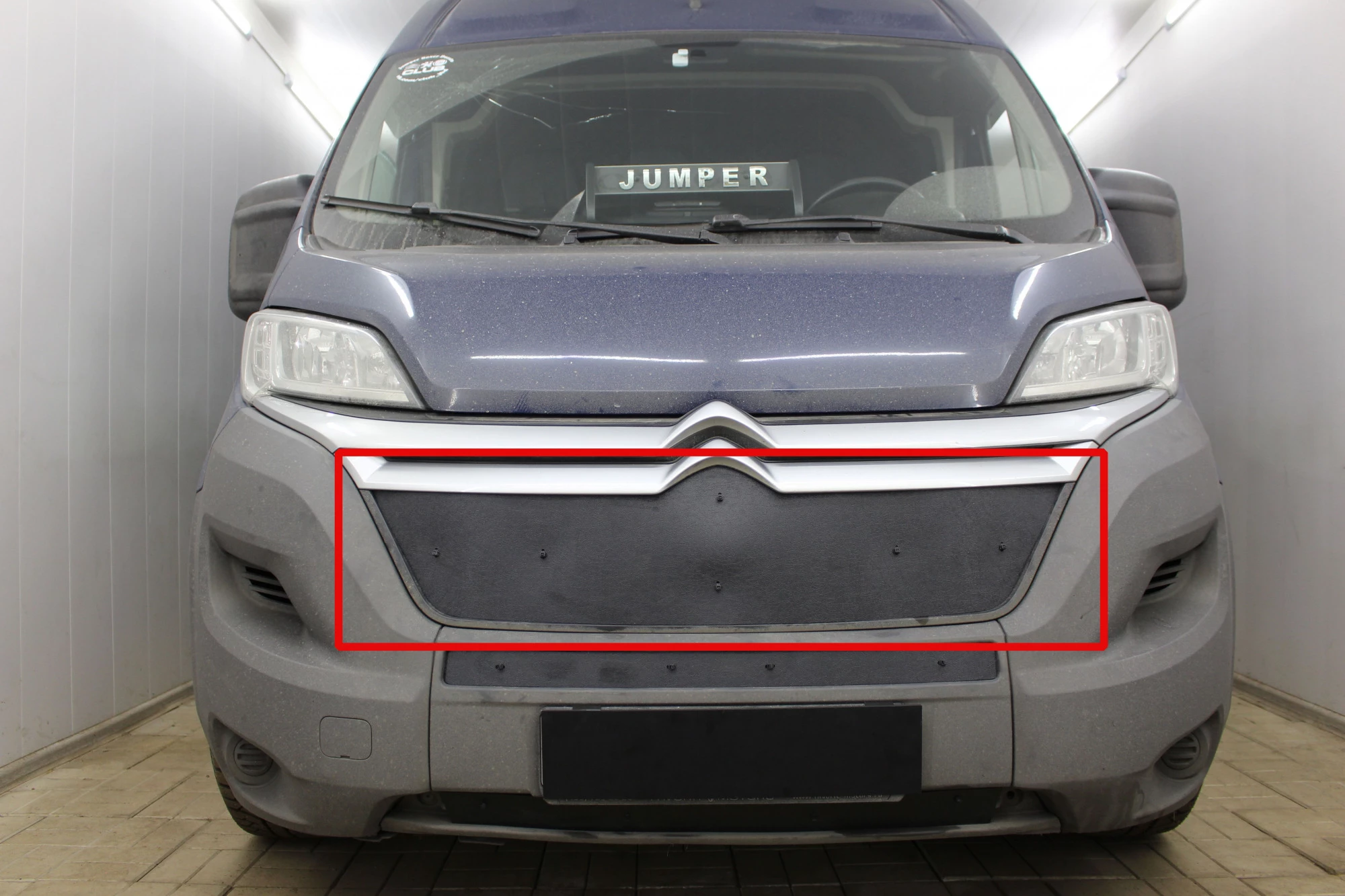 Зимняя заглушка радиатора на стяжке верх для Citroen Jumper  II Рестайлинг