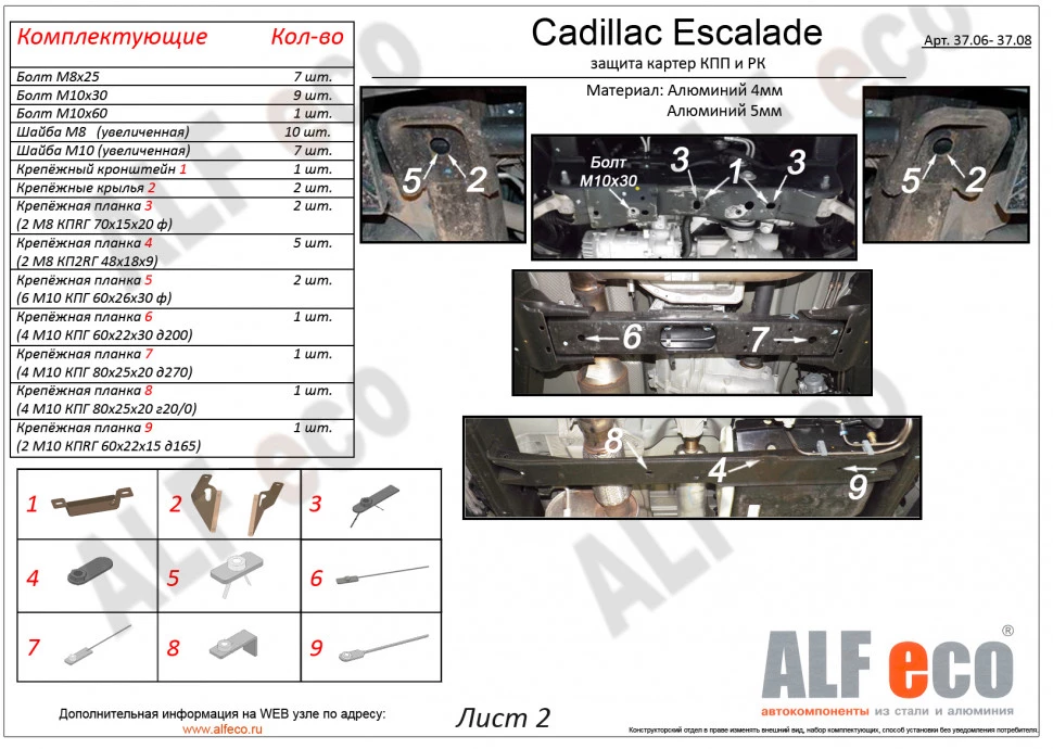 Защита картера (2 части) для Cadillac Escalade IV