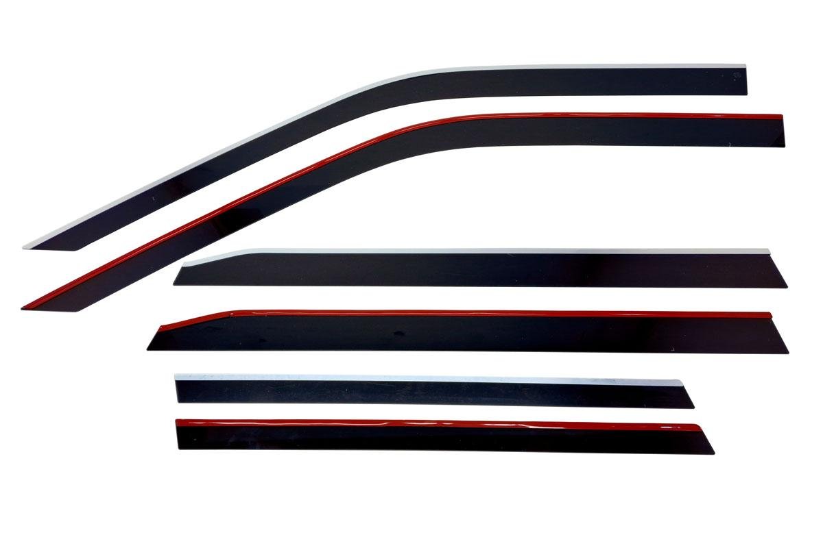 Дефлекторы окон 2D с хром накладками 6 шт. для Haval H3 I Рестайлинг