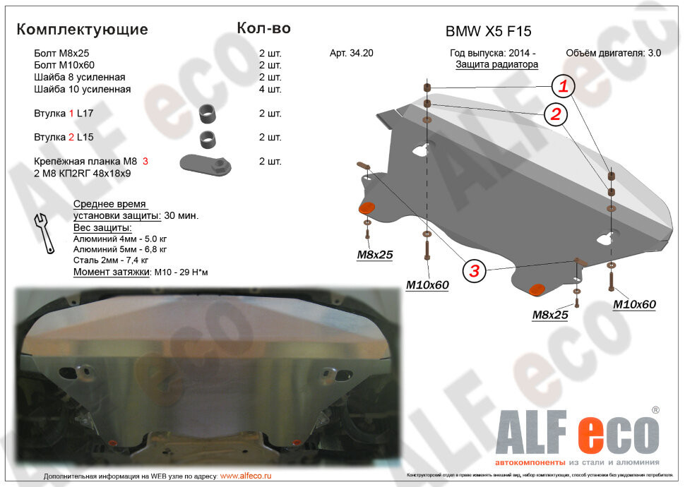 Защита радиатора для BMW X5 III (F15)