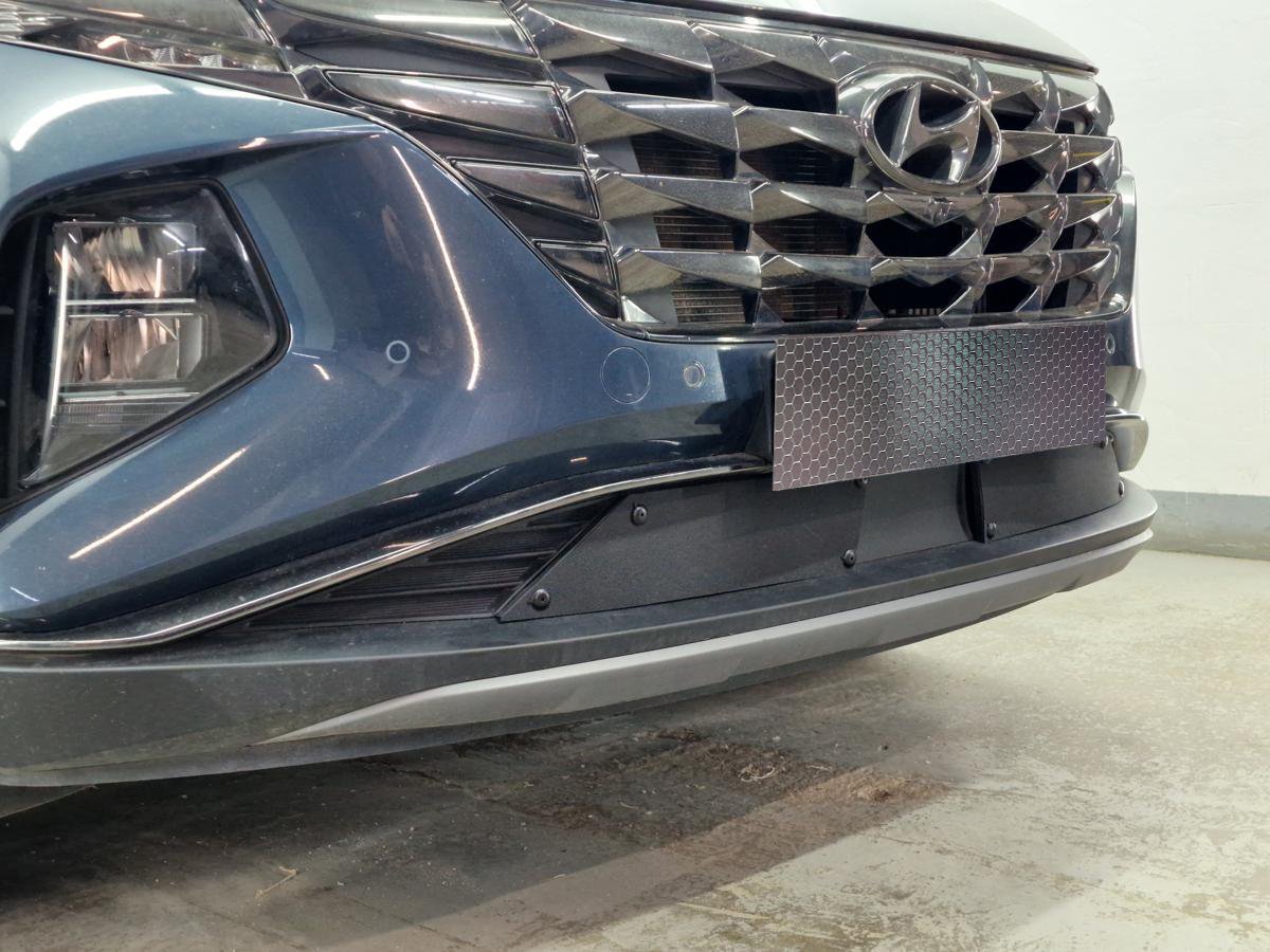 Зимняя заглушка радиатора к съемной сетке низ с датчиком АСС 2 части (короткая база) для Hyundai Tucson IV