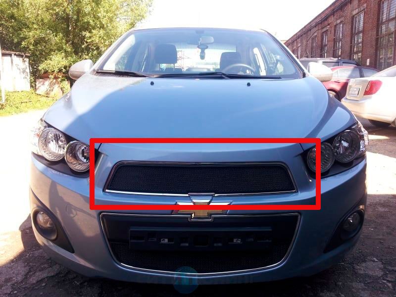 Защитная сетка радиатора верх для Chevrolet Aveo II