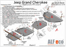 Защита КПП для Jeep Grand Cherokee IV (WK2) Рестайлинг