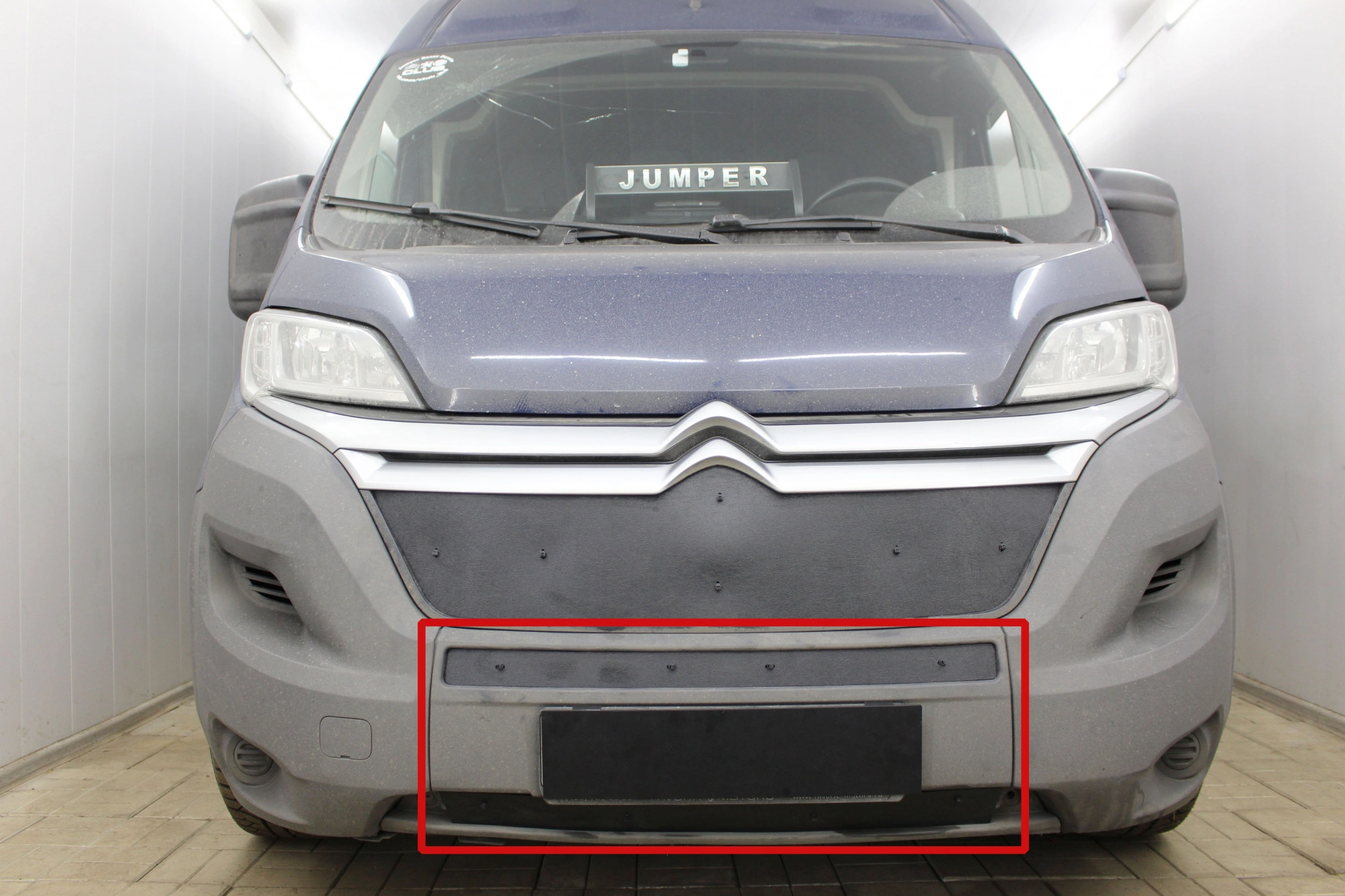 Зимняя заглушка радиатора на стяжке низ (2 части) для Citroen Jumper  II Рестайлинг